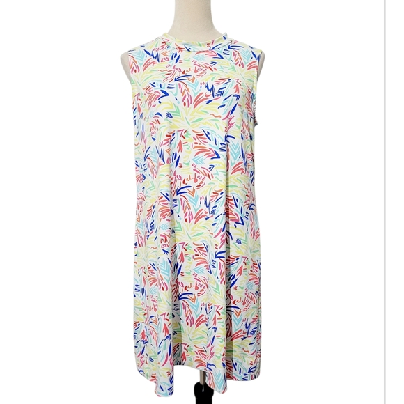 Lulu-B SPF-50 Women Sleeveless Dress Colorful Print Stretch Comfy Size Medium - Picture 13 of 13